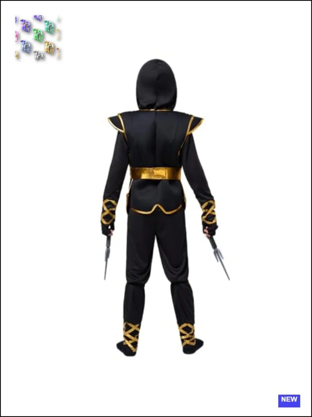 Golden Ninja Costume Set for Boys, Jumpsuit with Foam Accessories, Halloween